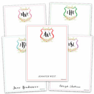 Floral Monogram Notecards - Set of 20